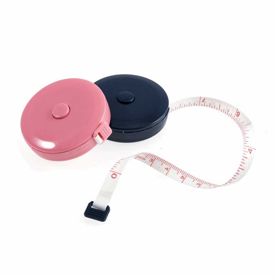 Retractable Tape Measure: Pink/navy Blue. Sewing and Crafts. 150