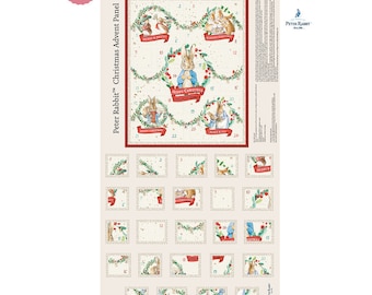 Peter Rabbit Hoppy Days Christmas Advent Panel. Make your own Advent Calendar.