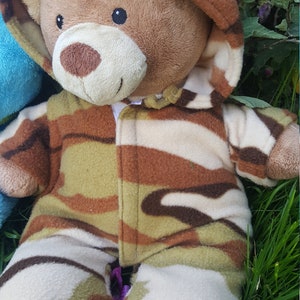 Teddy bear clothes: hooded onesie sewing pattern, with hoodie/jacket hack (instant PDF download) image 4