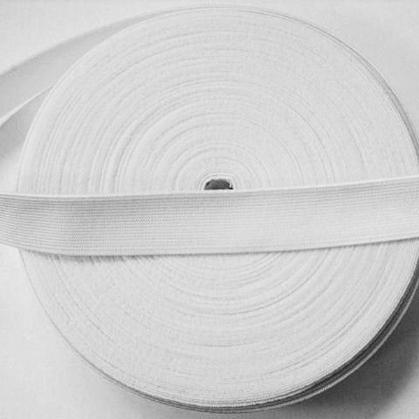 Tissu tissé pour ceinture - Blanc 25 mm/32 mm/38 mm de large pour ceinture, pyjama et poignets. Au mètre.