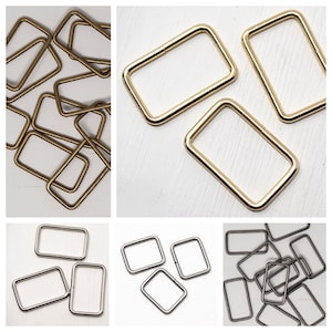 2 X Metal Rectangle Loop Ring Strap Connectors For Bag Making. 25/32/38 Mm.