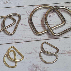 2/4 x metal D-rings for bag straps, bag making. 19/25/32/38/ 50 mm. Silver/gold, gunmetal.