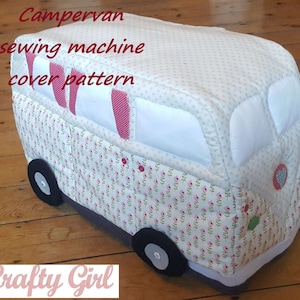 Campervan Fabric Sewing Machine Cover Pattern: PDF download. Vintage style.