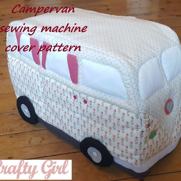 Campervan Fabric Sewing Machine Cover Pattern: PDF download. Vintage style.