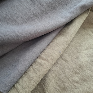 Bio Washed Linen Touch Fabric: Antra/charcoal and khaki by the half metre