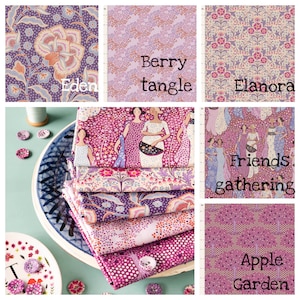 Tilda Hometown fabrics by the Fat quarter - cotton quilting fabric. Plum