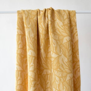 Summer Shade Honey Yellow Ombre Fern Foliage Viscose Twill Fabric By Cousette. Per 1/2m