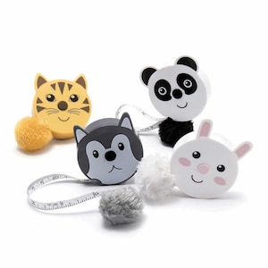 Fluffy safari animal kids Tape Measure: 150 cm long. Metric and imperial.