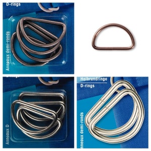 Prym 2/4 pk Welded metal D-rings for bag straps, bag making. 25 mm/30 mm/40 mm