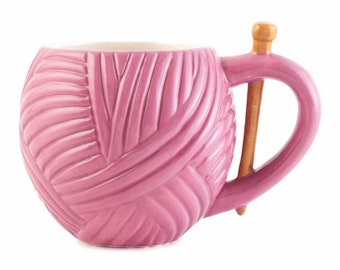 Knitting Pink Yarn Ball Wool Novelty Mug Cup Drink Gift. Knitters gift.