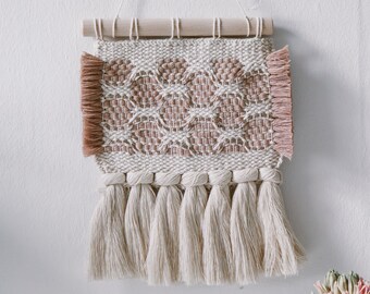 Rose Gold and Pink Hand Woven Wall Hanging | Boho Luxe