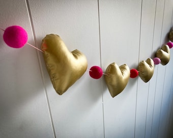 Heart Garland, Valentine Bunting, Reusable Party Banner, Photo Prop