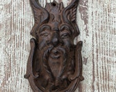 Green man door knocker bronze cast iron