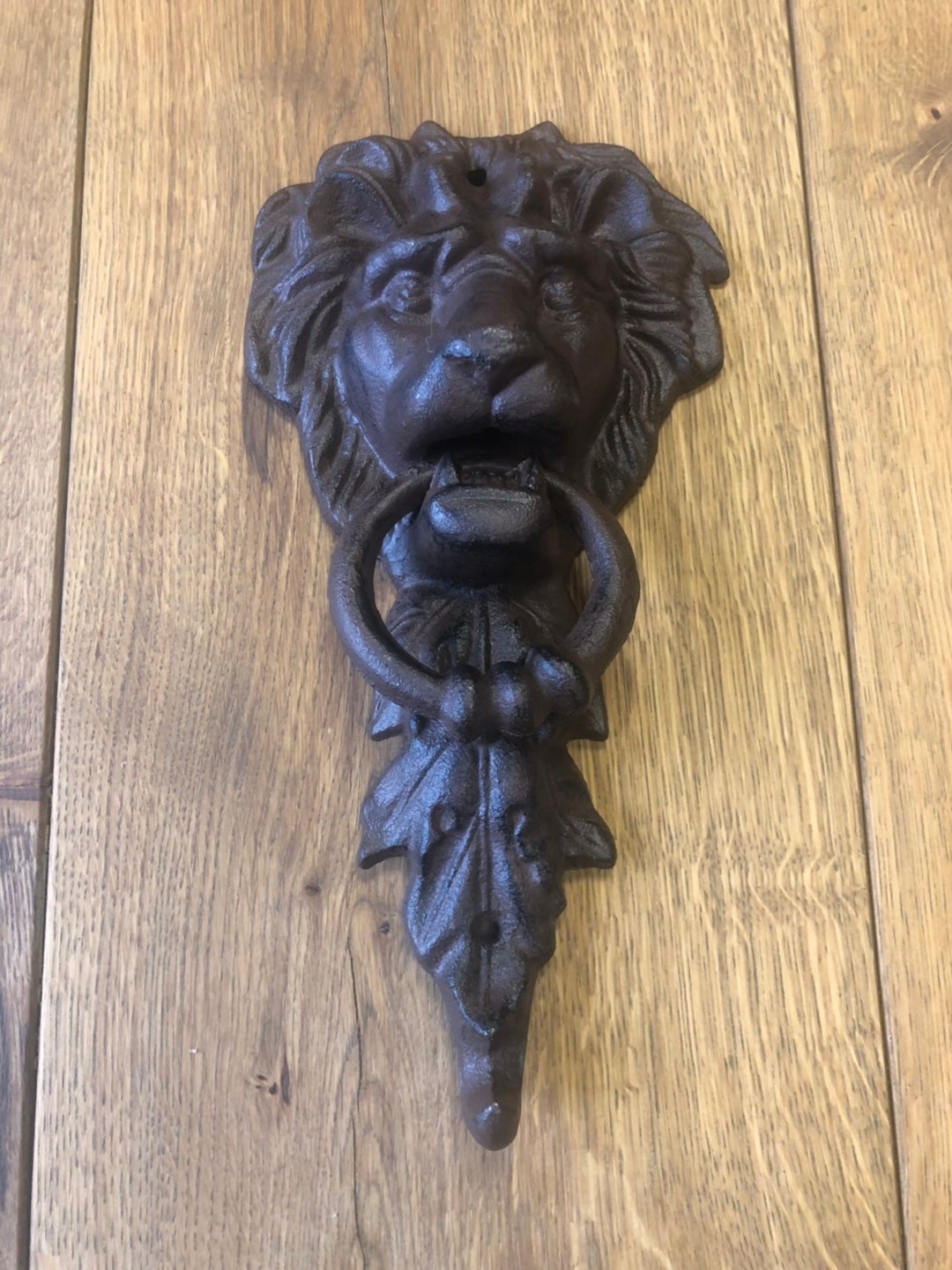 Vintage Lion Head Door Knocker - Black Cast Iron Decorative Hardware For Classic - View #2
