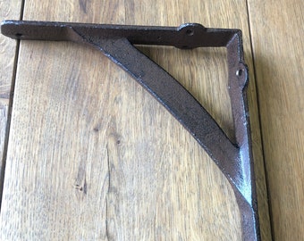 7 1/2" Cast iron shelf bracket open kitchen shelving corbel shelf brown with black highlights.