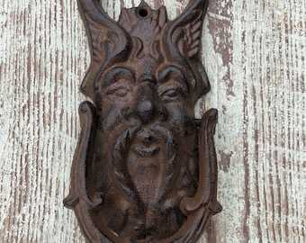 Green man door knocker bronze cast iron