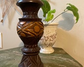 Carved Wood Candle Holder Bohemian Wood Decor Boho Home Carved Flower Wooden Decor