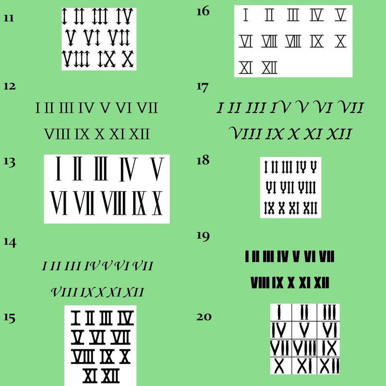 1 or 2 or 3 inch Roman Numerals Numbers Clock Set 112 Laser Etsy