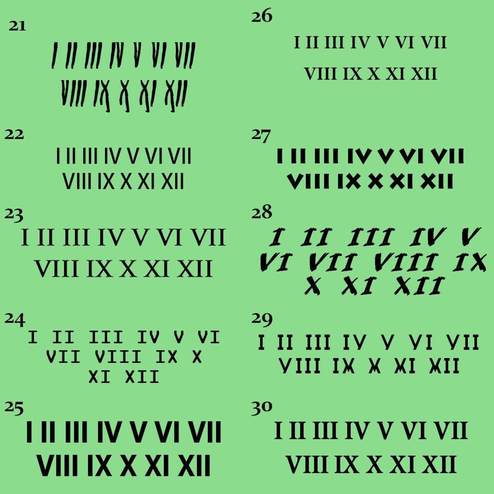 Roman Numerals Numbers Clock Set 1-12 SET 13 DIY | Etsy