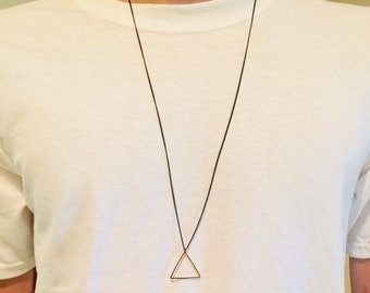 Gold Triangle Necklace Mens Necklace Geometric Gold Pendant Necklace Mens Jewelry Women’s Jewelry PlatoJewelry Boho Jewelry Minimal