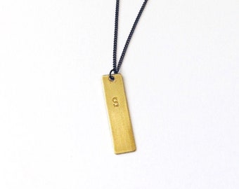 Gold Tone Initial Rectangle Tag Personalized Jewelry Mens Necklace Gold Bar Necklace Mens Jewelry Women Jewelry Initial Jewelry Necklace