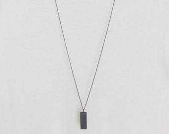 Schwarzer Name Rechteck Tag Personalisierter Schmuck Herren Halskette Black Bar Halskette Herrenschmuck Frauen Schmuck Initial Schmuck Halskette