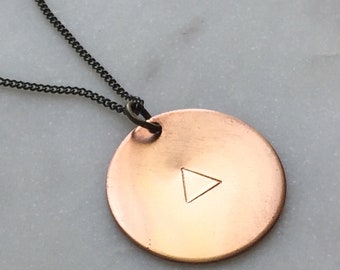 Runde Kupfer Münze Anhänger Disc Anhänger Herren Herren Schmuck handgestempelt Schmuck Lange Herren Halskette Personalisierter Schmuck PlatoJewelry