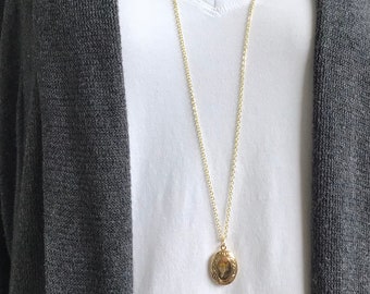 Extra Long Locket Necklace Gold 34’ Inch Chain Necklace Jewelry Gift for her