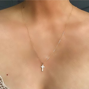 Little Cross Necklace, Dainty Minimalist Cross, 18kt Gold Plated Cross Necklace, Gold Layering Necklace, Gifts For Her, Religious Necklace,