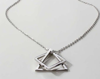 Geometric Charm Pendant Necklace Triangle Silver Necklace Mens Jewelry Women Jewelry Long Necklace