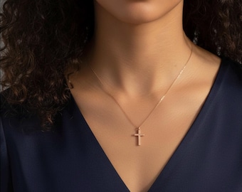 Little Cross Necklace, Dainty Minimalist Cross, 18kt Gold Plated Cross Necklace, Gold Layering Necklace, Gifts For Her, Religious Necklace,