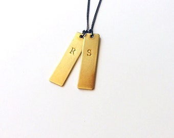 Gold Tone Initial Rectangle Tags Personalized Jewelry Mens Necklace Gold Bar Necklace Mens Jewelry Women Jewelry Initial Jewelry Necklace