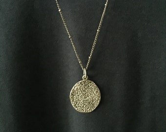 Runder Meteor Anhänger Rund Charm Anhänger Lange Halskette BoHo Schmuck Runde Scheibe Halskette Platojewelry