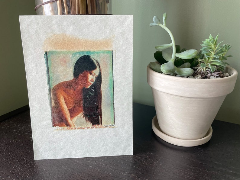 Female Model Nude Polaroid Transfer, Vintage Emulsion Lift Print on