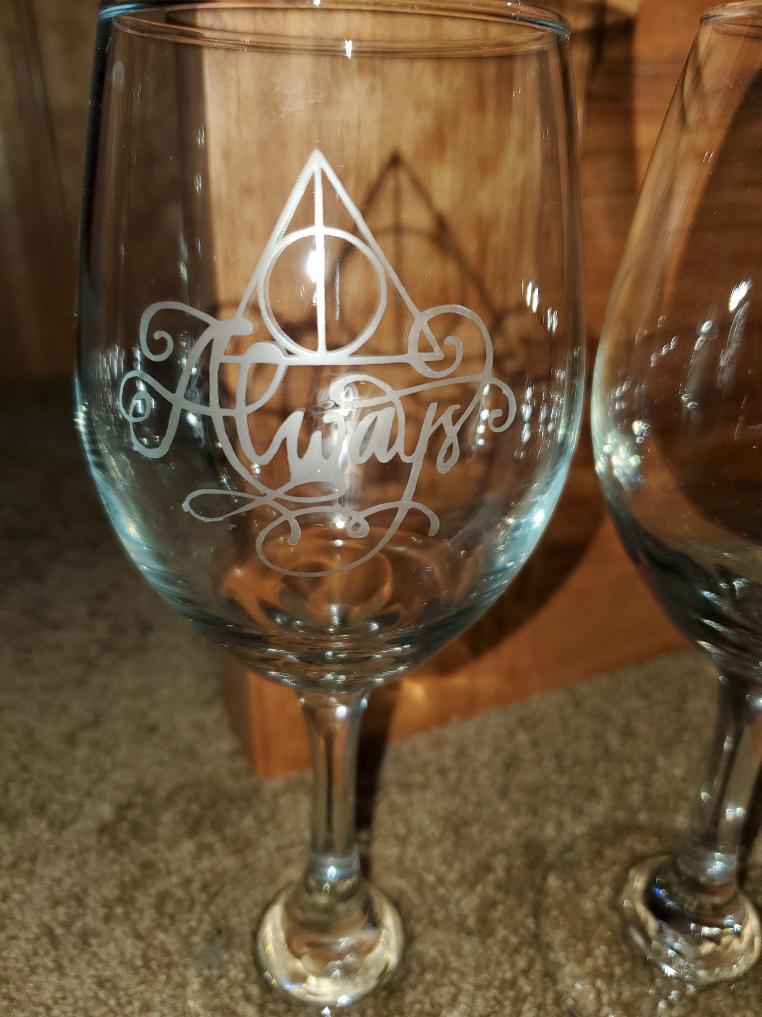Harry Potter inspired etched wine glasses_wedding_ wine Etsy
