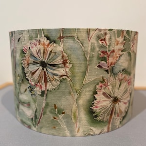 Handmade Voyage Lampshade-langdale-Country-sweet pea -green -dandelion clocks-bees.