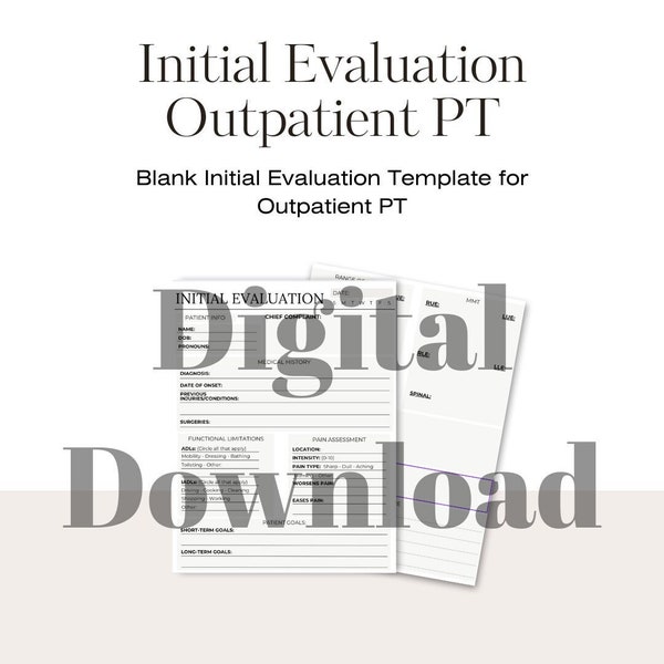 Physical Therapy Evaluation Outpatient Etsy