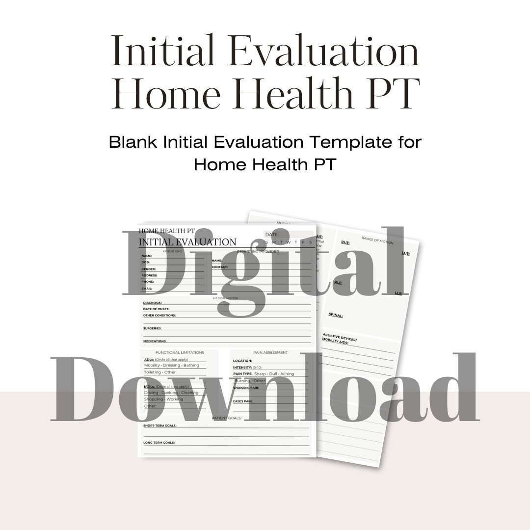 Home Health PT Initial Evaluation Template - Printable PDF Download - Etsy