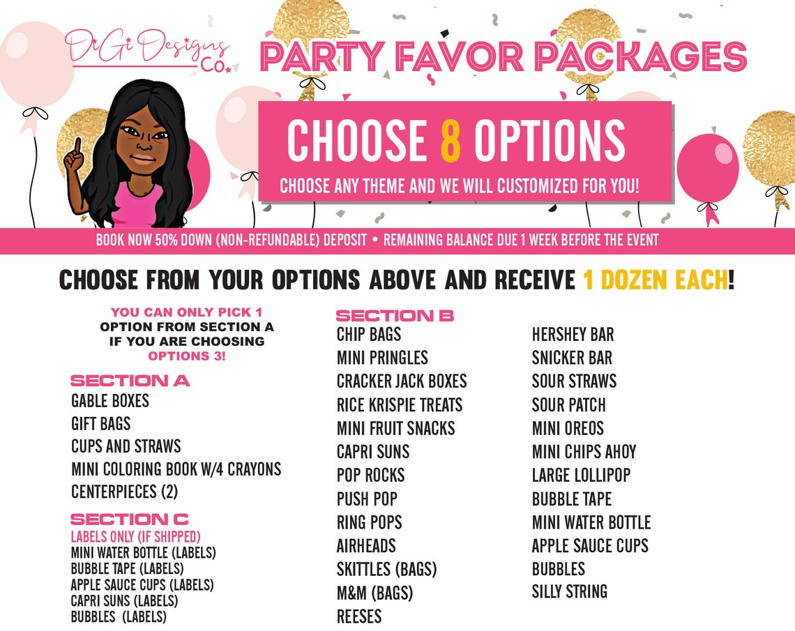 Party Favor Packages Candy Favors Gift Bag Favors Cups Etsy