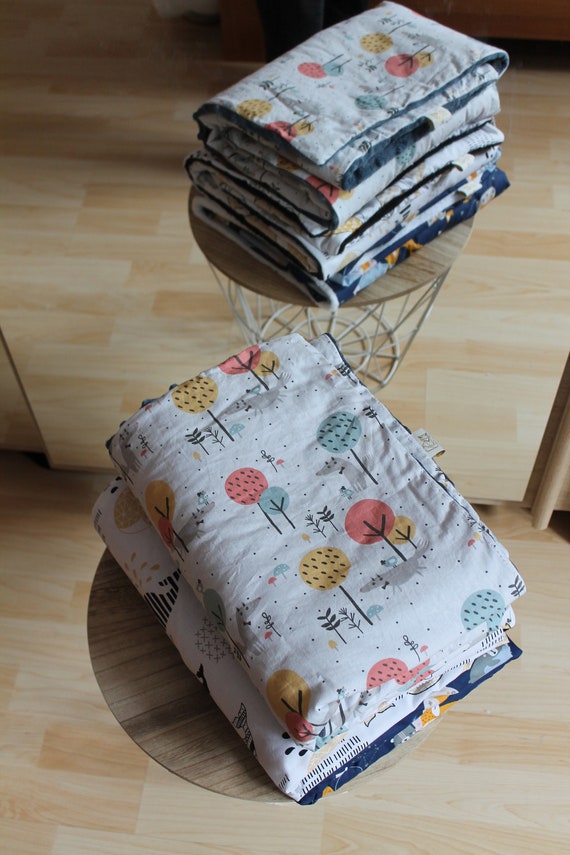 Couverture Bebe Loup Bleu Nuit Couverture Minky Toute Douce Etsy