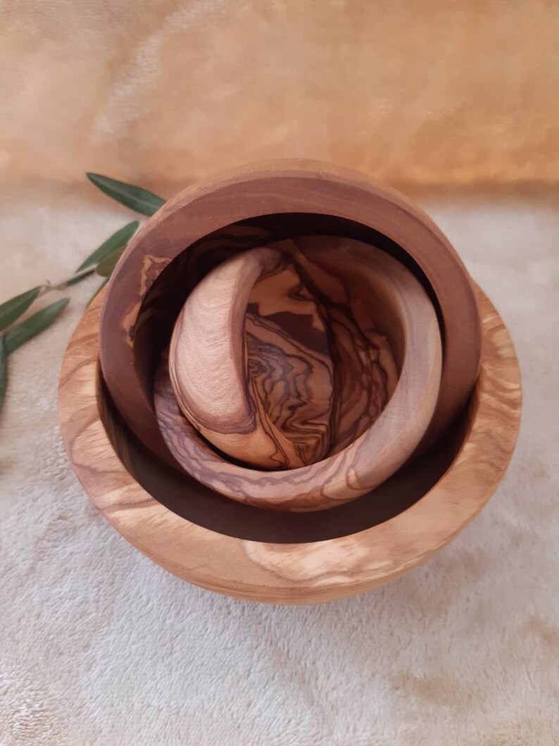 Olive Wood Bowl Set Etsy