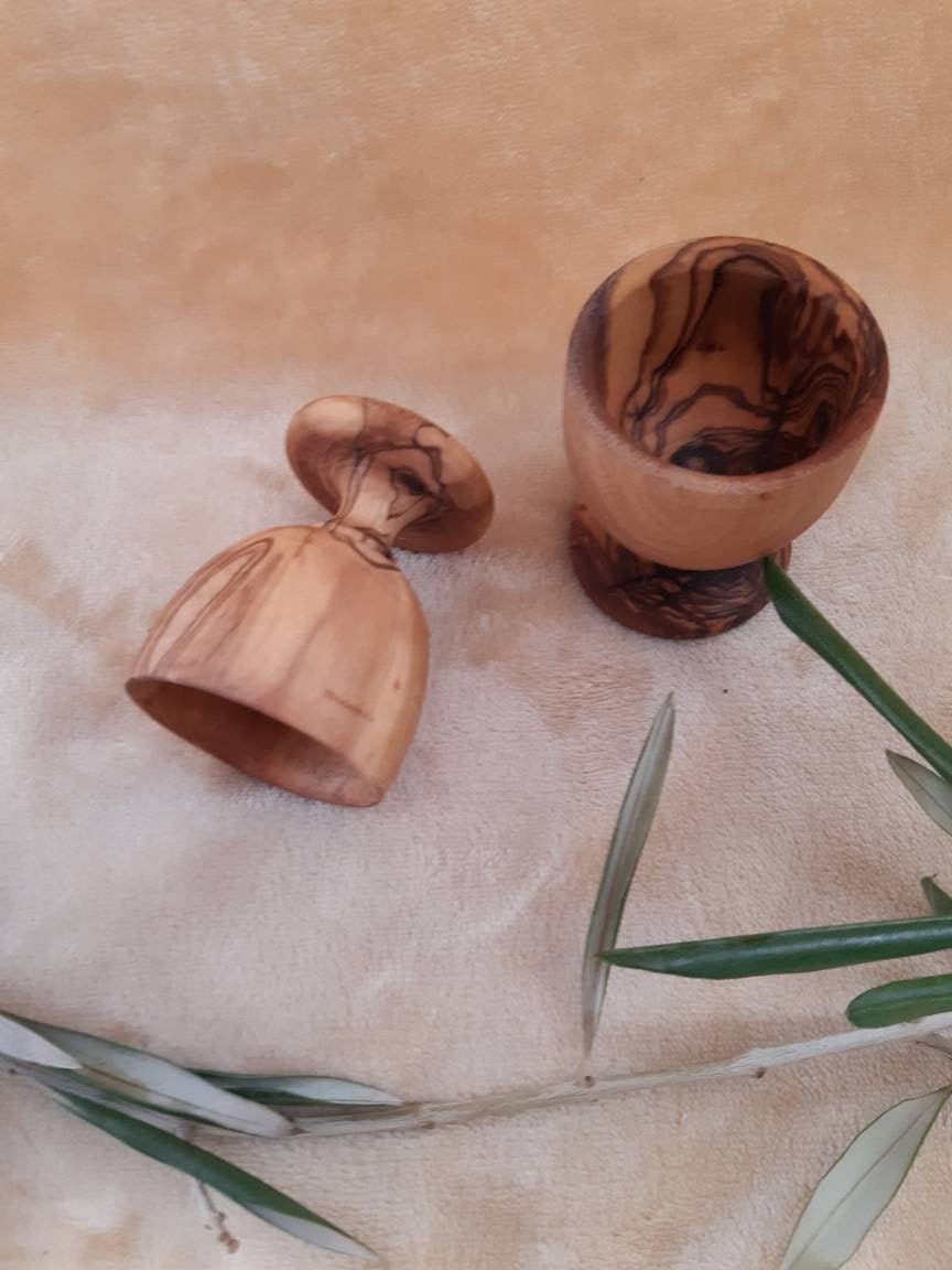 Cadeau Christmas Noel, Olive Wood Egg Cup, Support-Oeufs en Bois d'olivier