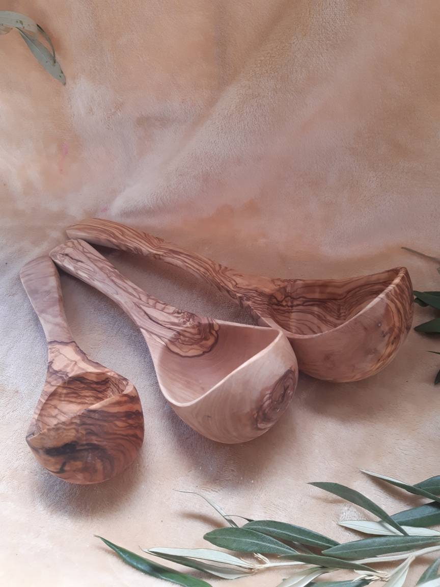 Cadeau Noël, Christmas..., Fête Des Pères, Christmas, Série de Louches en Bois d'olivier/ Olive Wood