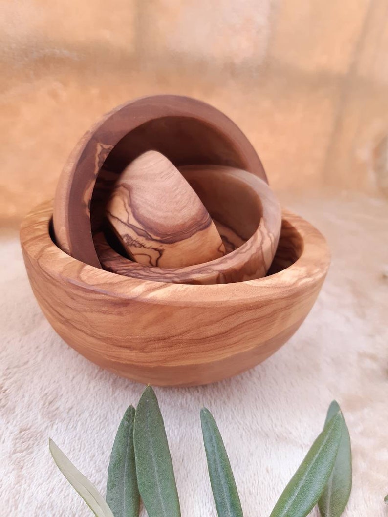 Olive Wood Bowl Set Etsy