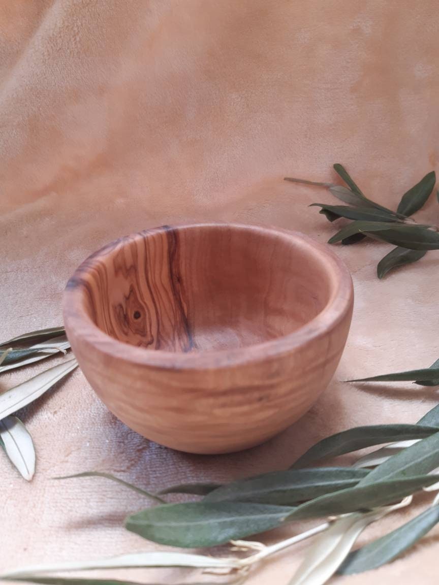 Cadeau Noël, Christmas..., Fête Des Pères, Bol Rond en Bois d'olivier Diam 9.5 cm/Porte-Clés/ Servir