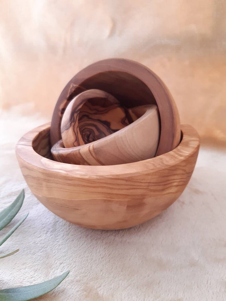 Olive Wood Bowl Set Etsy