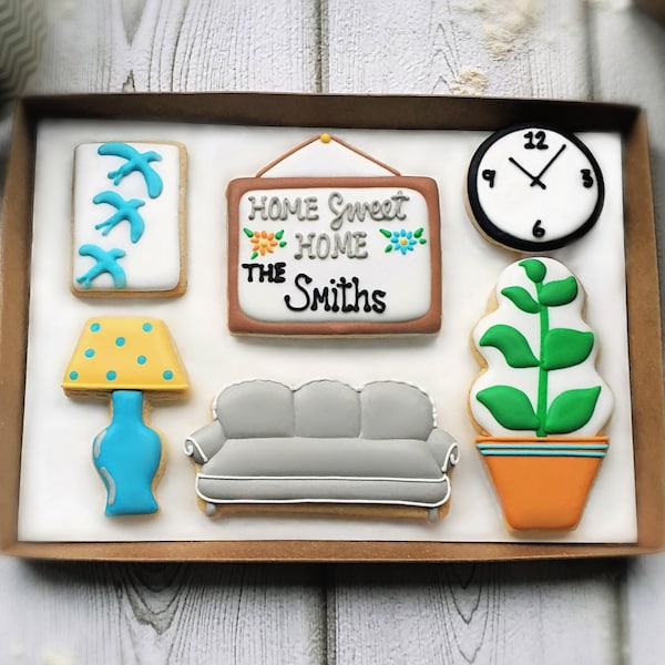 Gepersonaliseerde 'New Home' Hand-iced BRIEVENBUS Cookie Gift/Familie cadeau/paren cadeau/Housewarming cadeau