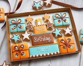 Hand-iced Personalised Birthday Cookie LETTERBOX GIFT/For Him