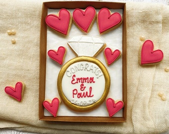 Handgevroren 'Gefeliciteerd!' Gepersonaliseerde engagement cookie brievenbus cadeau