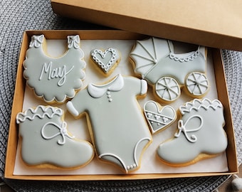 Handgeeister personalisierter neuer Babykeks LETTERBOX GESCHENK